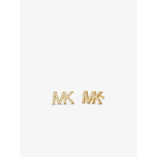 MICHAEL KORS GOLD ON STERLING SILVER MK LOGO STUD EARRINGS