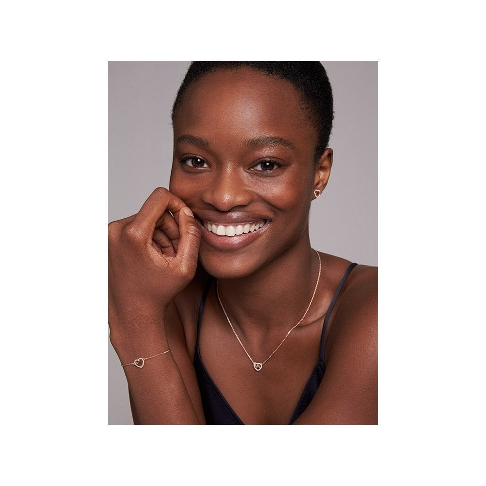 MICHAEL KORS ROSE GOLD ON STERLING SILVER HEART LOGO NECKLACE