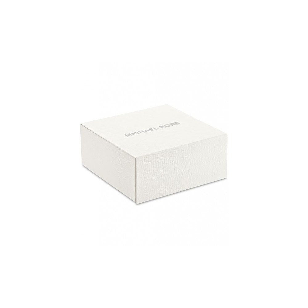MICHAEL KORS SILVER CIRCLE LOGO STUD EARRINGS WITH ZIRCONIA