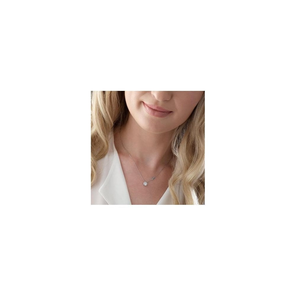 MICHEAL KORS STERLING SILVER HALO DESIGN PENDANT WITH LOGO ON CHAIN