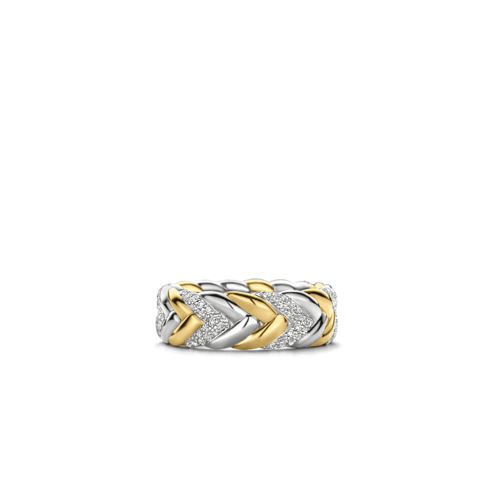 MILANO 2 TONE BRAIDED BAND WITH ZIRCONIA DETAIL