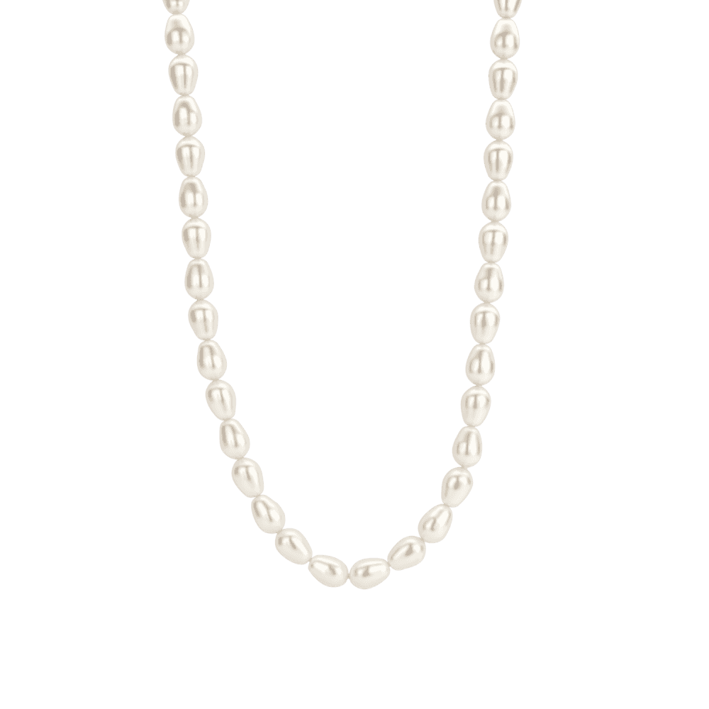 MILANO ADJUSTABLE STERLING SILVER COFFEE BEAN PEARL NECKLACE