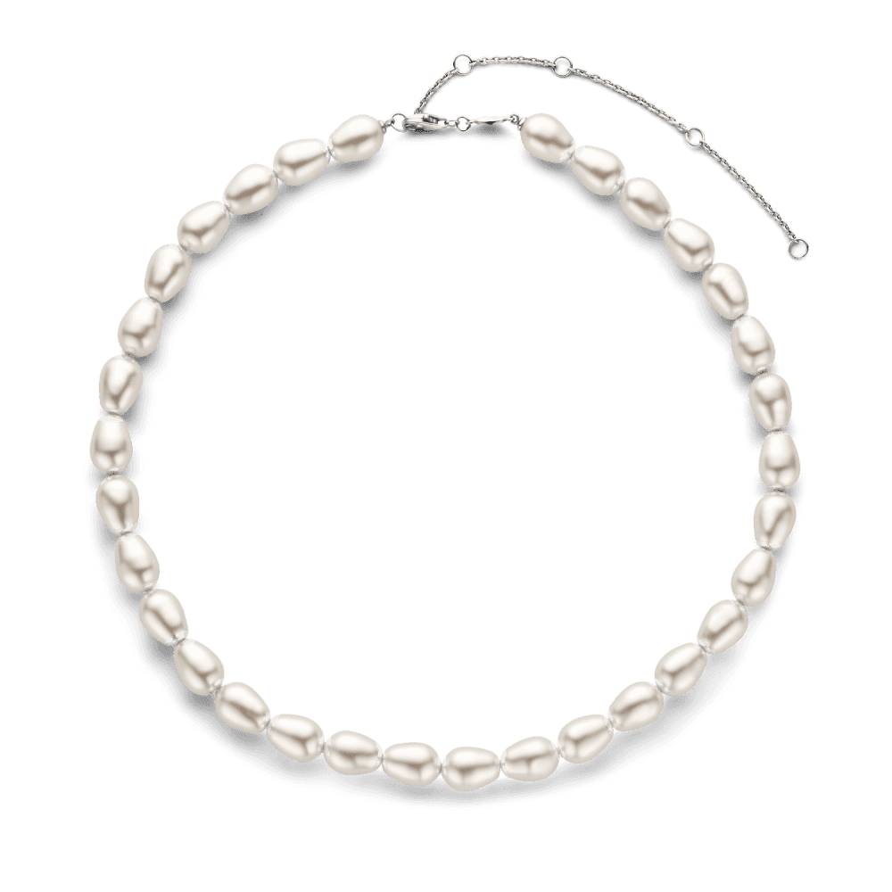 MILANO ADJUSTABLE STERLING SILVER COFFEE BEAN PEARL NECKLACE