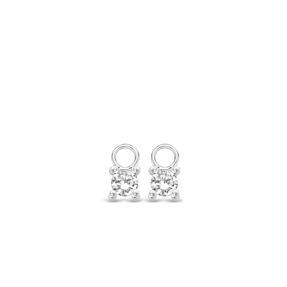 MILANO CLAW SET CUBIC ZIRCONIA SOLITAIRE DROPS WITH CZ CORNERS