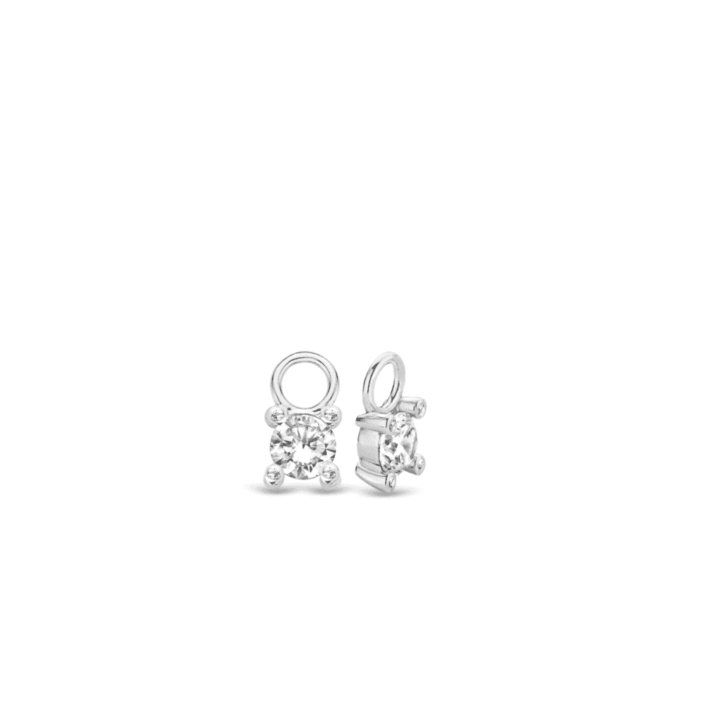MILANO CLAW SET CUBIC ZIRCONIA SOLITAIRE DROPS WITH CZ CORNERS