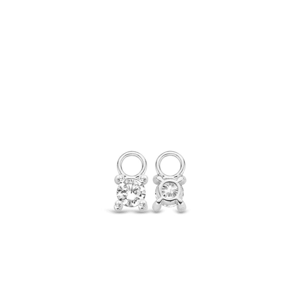 MILANO CLAW SET CUBIC ZIRCONIA SOLITAIRE DROPS WITH CZ CORNERS