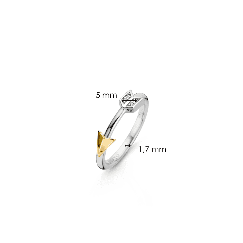 MILANO GOD & STERLING SILVER ARROW RING WITH ZIRCONIA