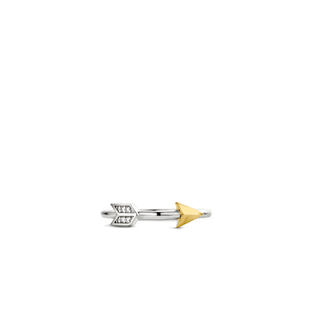 MILANO GOD & STERLING SILVER ARROW RING WITH ZIRCONIA