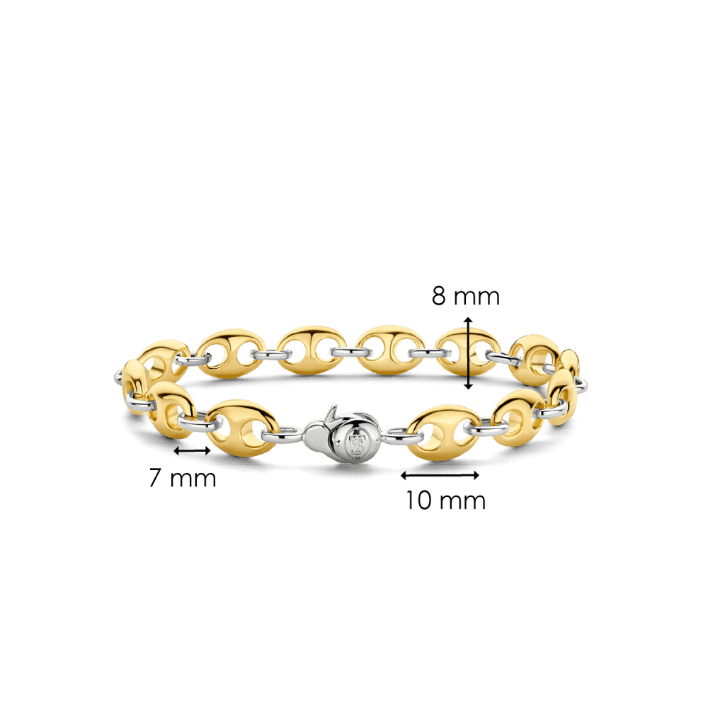 MILANO GOLD ON SILVER COFFEE BEAN LINKED BRACELET
