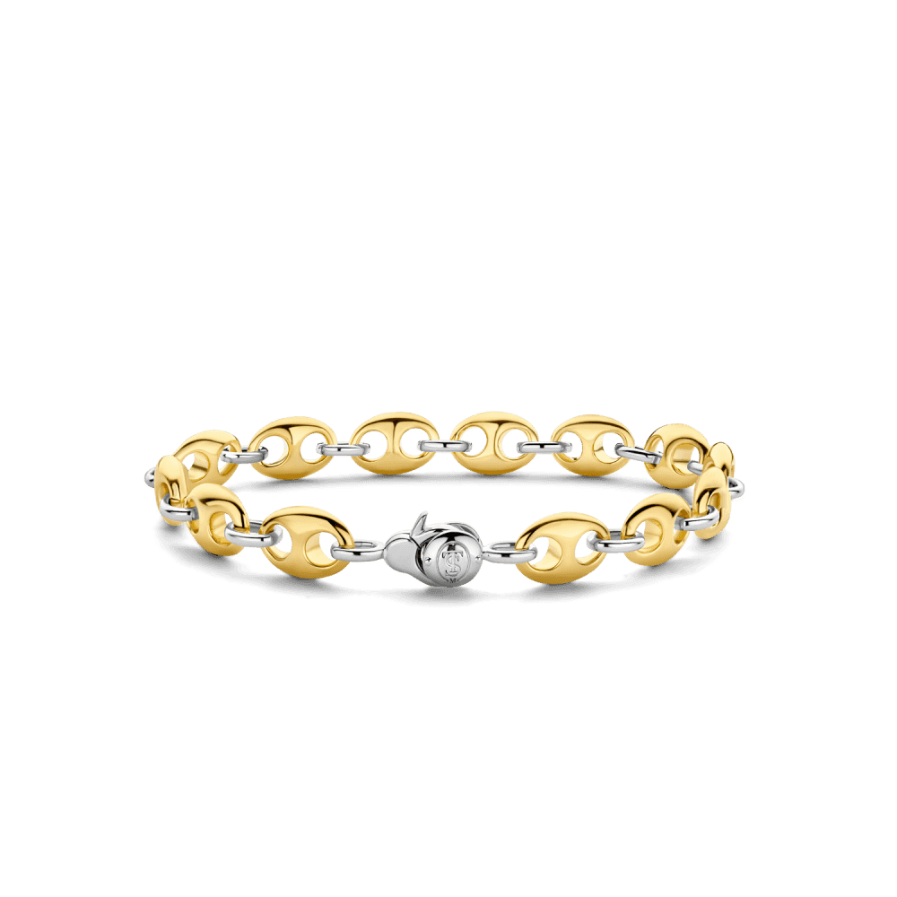 MILANO GOLD ON SILVER COFFEE BEAN LINKED BRACELET
