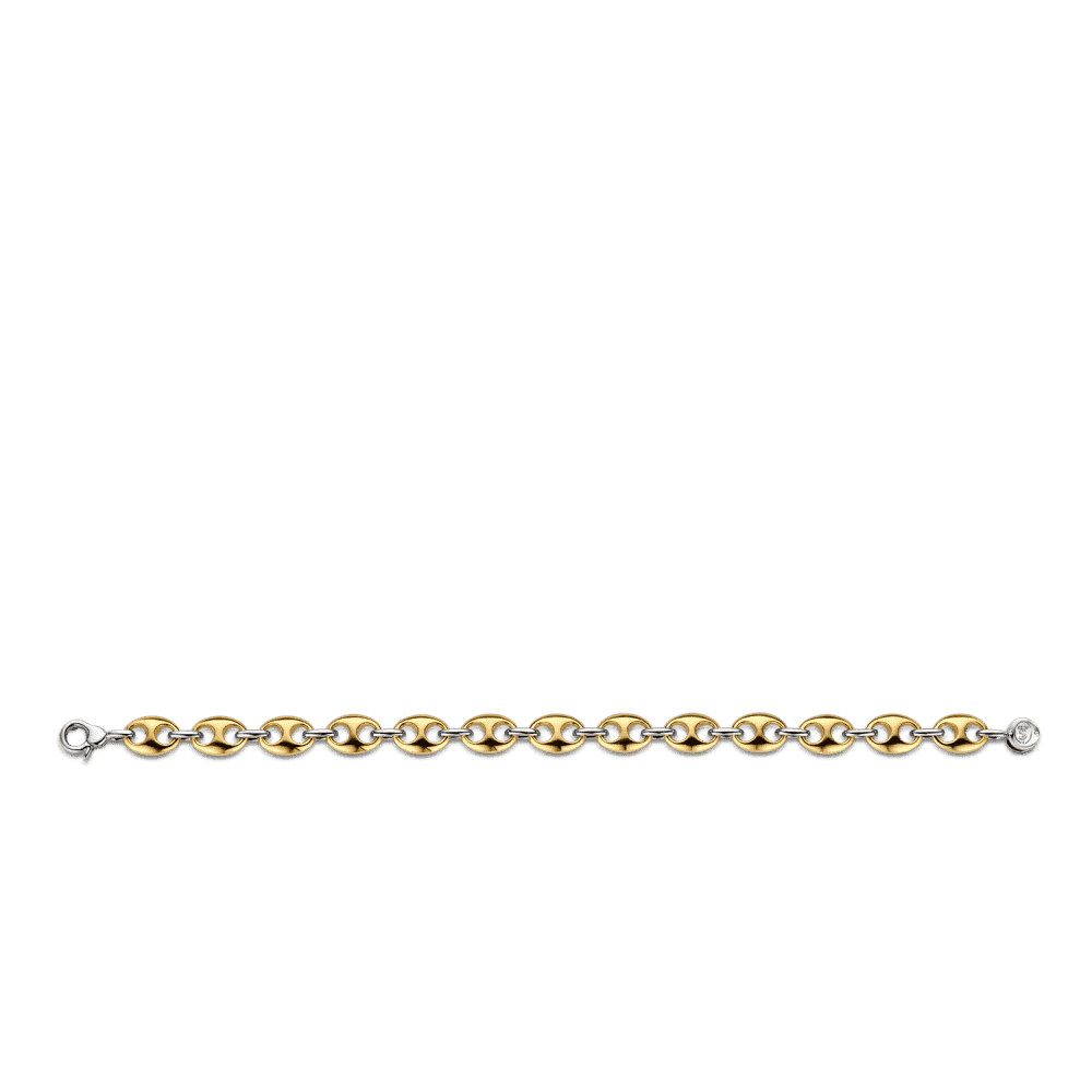 MILANO GOLD ON SILVER COFFEE BEAN LINKED BRACELET