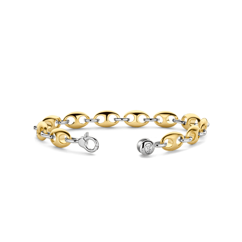 MILANO GOLD ON SILVER COFFEE BEAN LINKED BRACELET