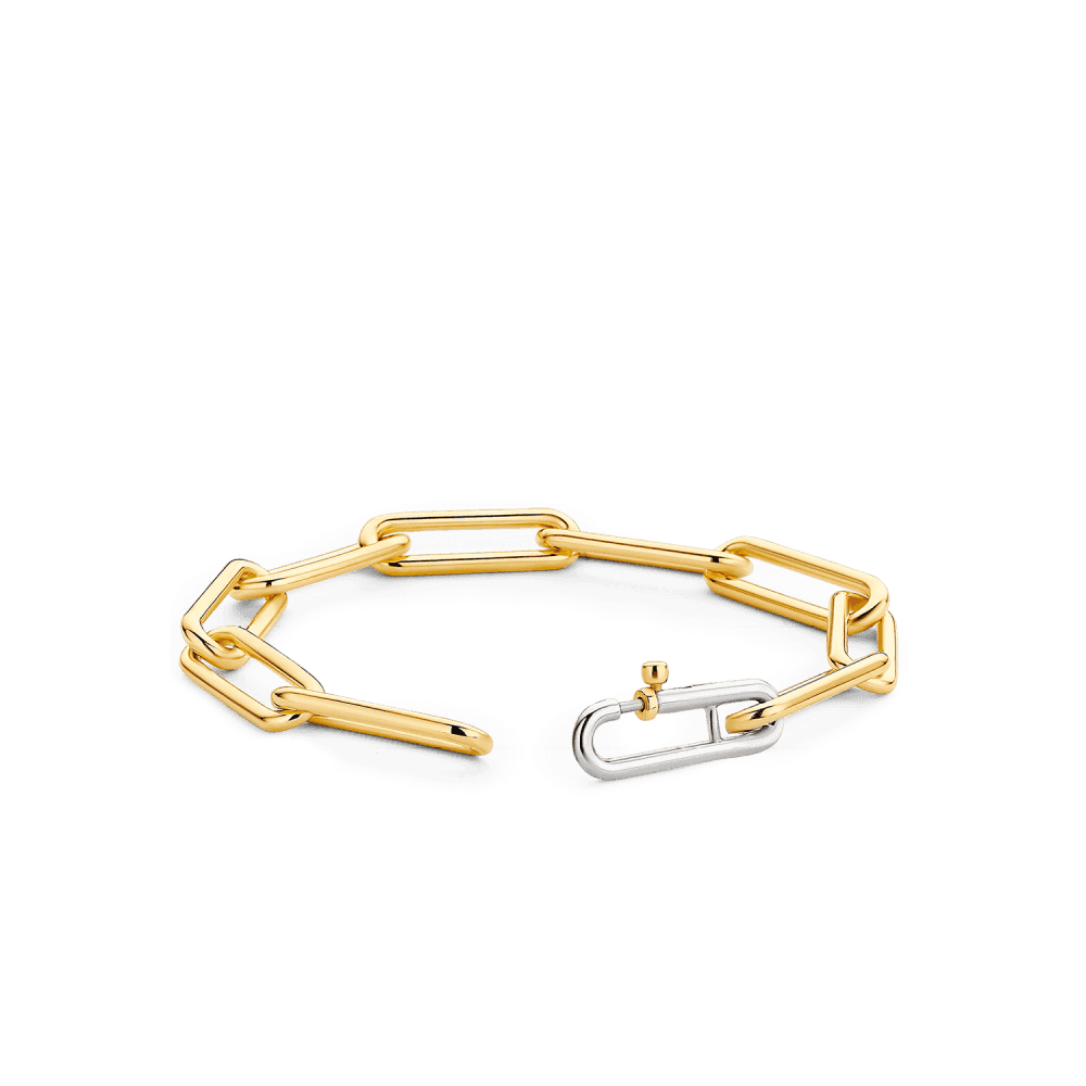 MILANO GOLD ON SILVER RECTANGULAR LINKED BRACELET