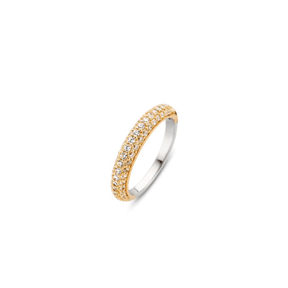MILANO GOLD ON STERLING SILVER PÁVE STYLE ROUNDED ZIRCONIA RING