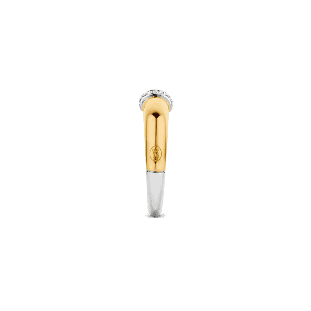 MILANO GOLD ON STERLING SILVER RING WITH ZIRCONIA PAVÉ DETAIL