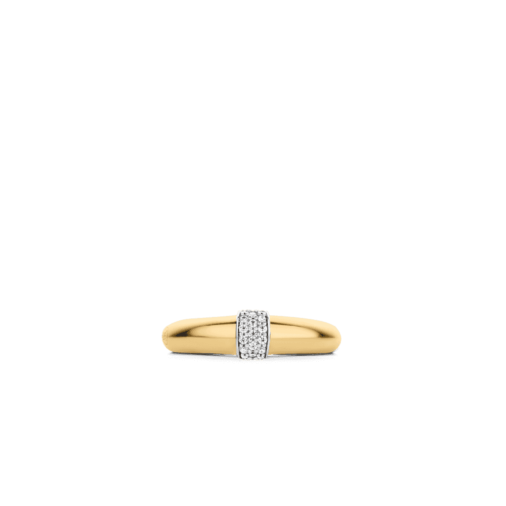MILANO GOLD ON STERLING SILVER RING WITH ZIRCONIA PAVÉ DETAIL