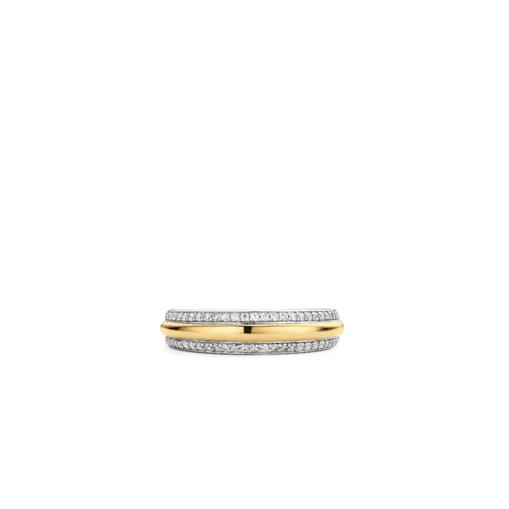 MILANO GOLD ON STERLING SILVER RING WITH ZIRCONIA SIDES