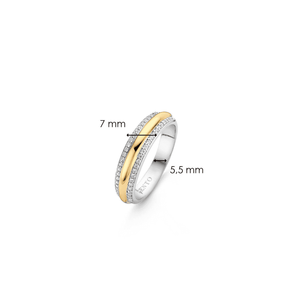 MILANO GOLD ON STERLING SILVER RING WITH ZIRCONIA SIDES