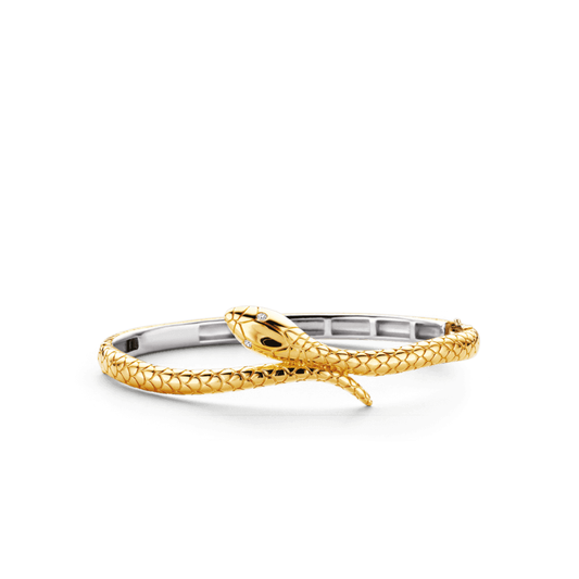MILANO GOLD ON STERLING SILVER SNAKE BANGLE WITH ZIRCONIA