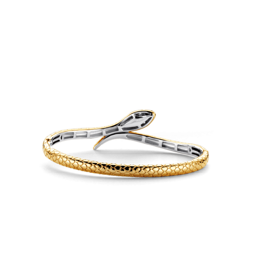 MILANO GOLD ON STERLING SILVER SNAKE BANGLE WITH ZIRCONIA