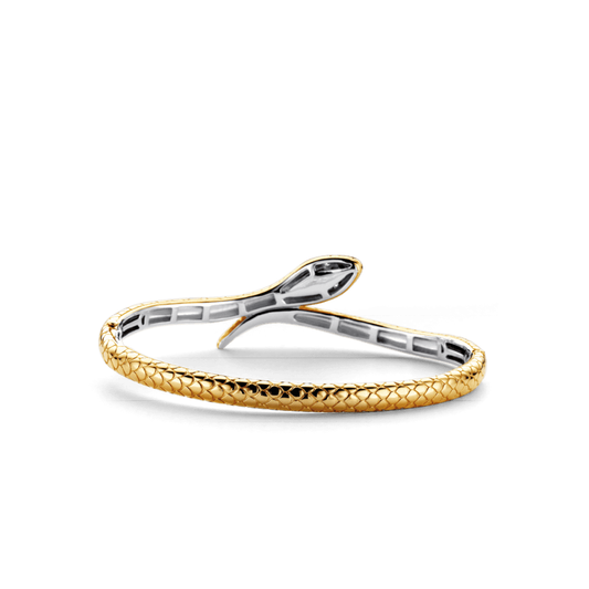 MILANO GOLD ON STERLING SILVER SNAKE BANGLE WITH ZIRCONIA
