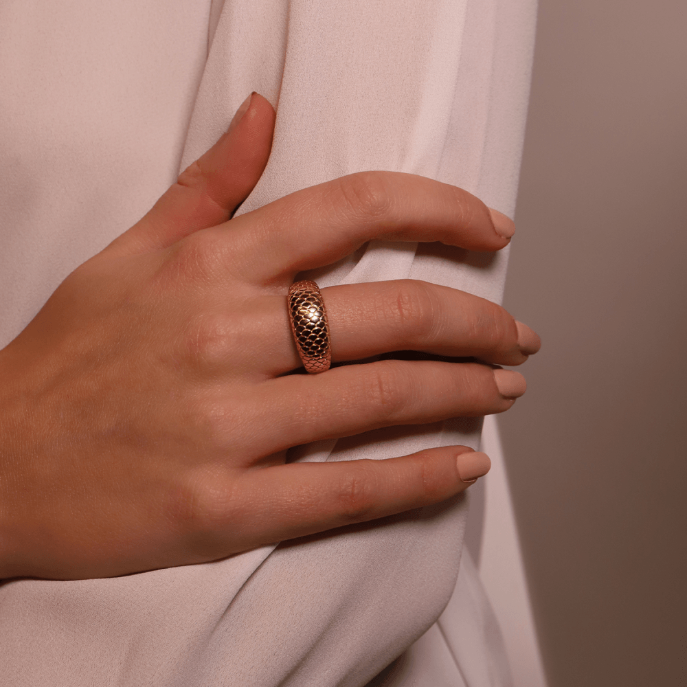 MILANO GOLD ON STERLING SILVER SNAKE SKIN PATTERNED RING