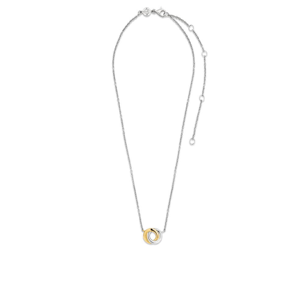 MILANO GOLD & STERLING SILVER DOUBLE CIRCLE NECKLACE