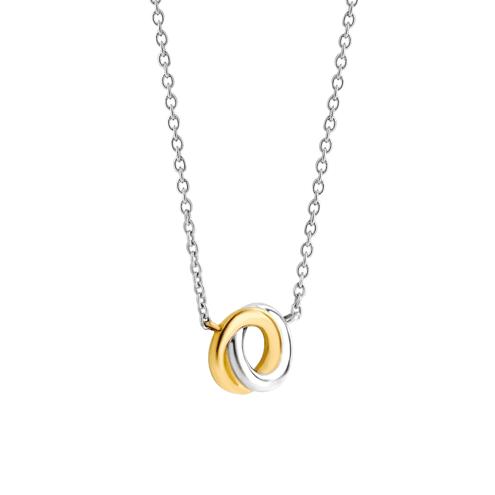 MILANO GOLD & STERLING SILVER DOUBLE CIRCLE NECKLACE