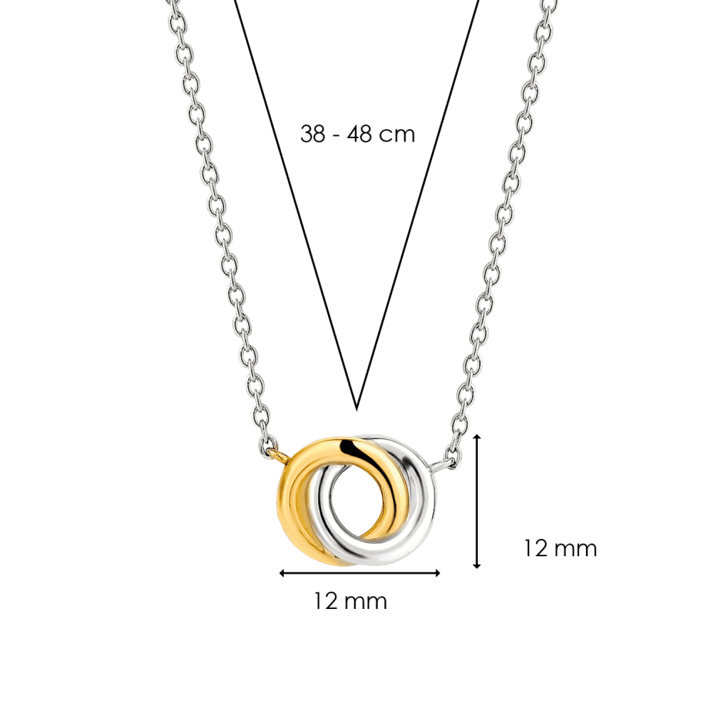 MILANO GOLD & STERLING SILVER DOUBLE CIRCLE NECKLACE