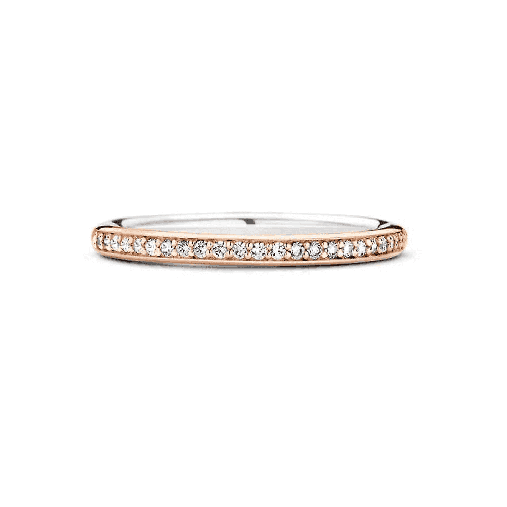MILANO ROSE GOLD ON STERLING SILVER ZIRCONIA ETERNITY STYLE RING
