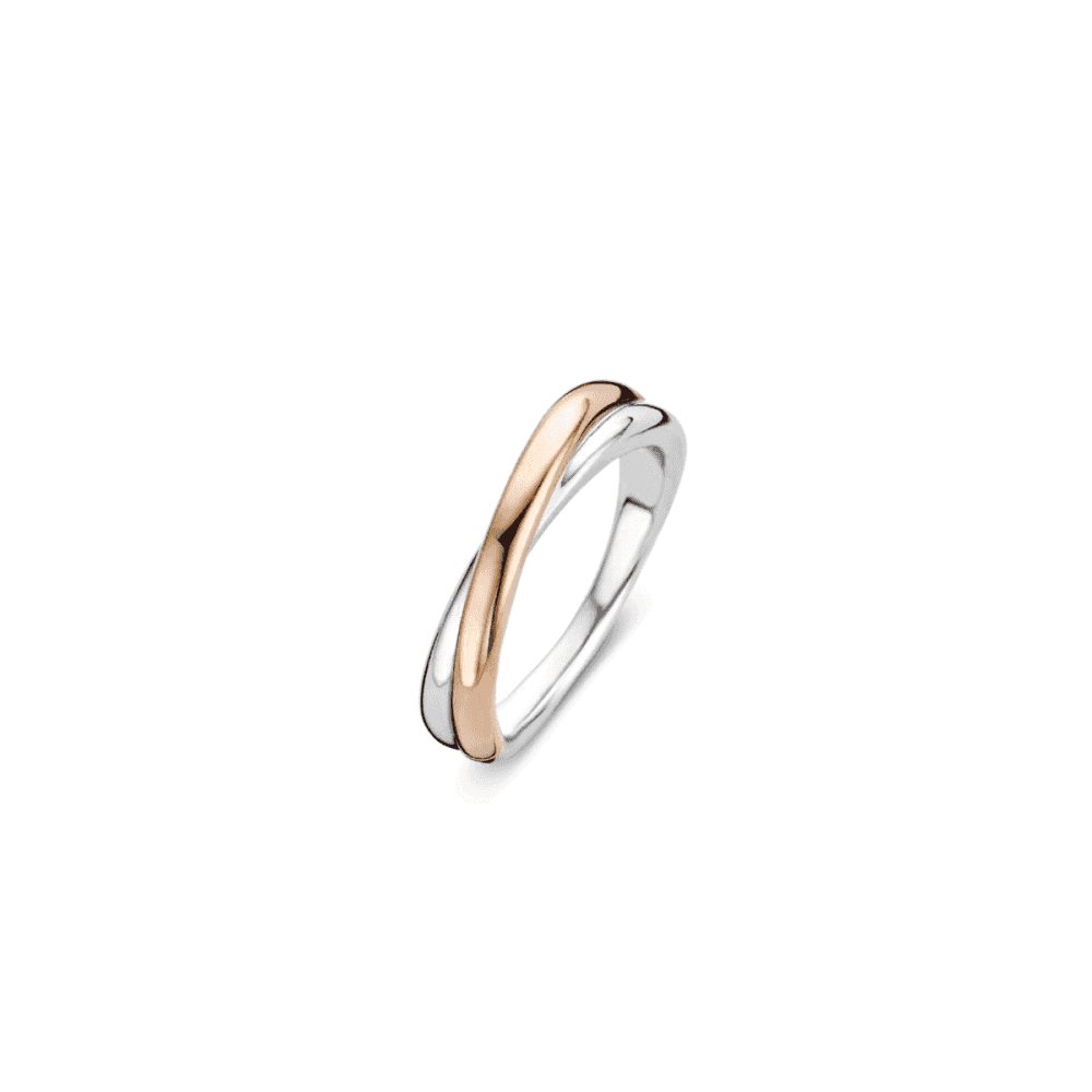 MILANO ROSE GOLD & STERLING SILVER CROSSOVER RING