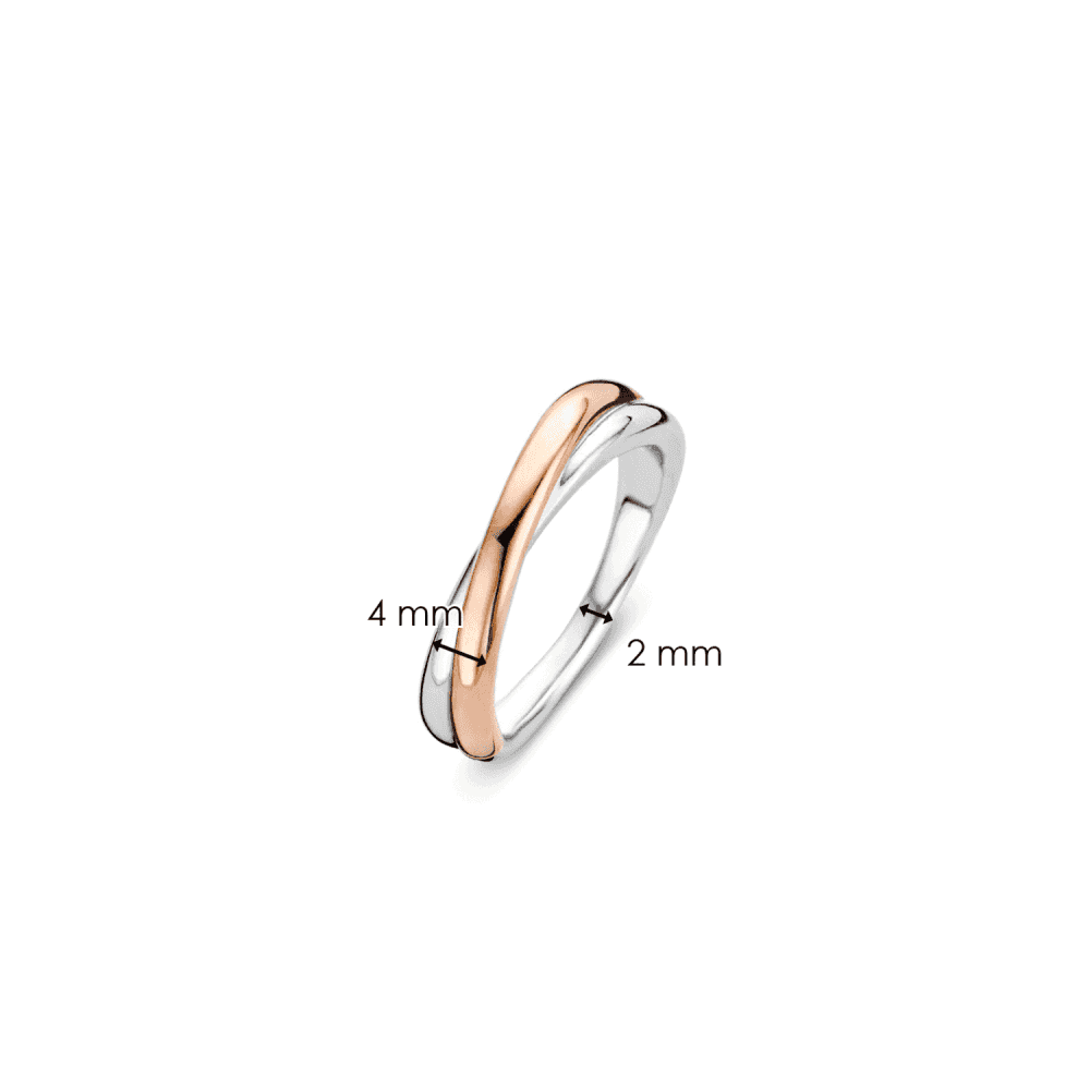 MILANO ROSE GOLD & STERLING SILVER CROSSOVER RING