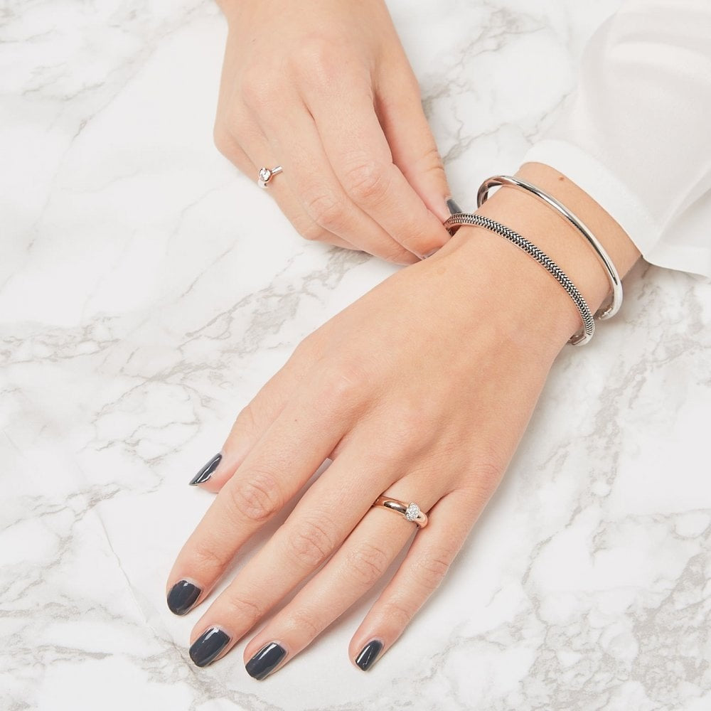 MILANO ROSE GOLD STERLING SILVER RING WITH PAVE ZIRCONIA CENTRE