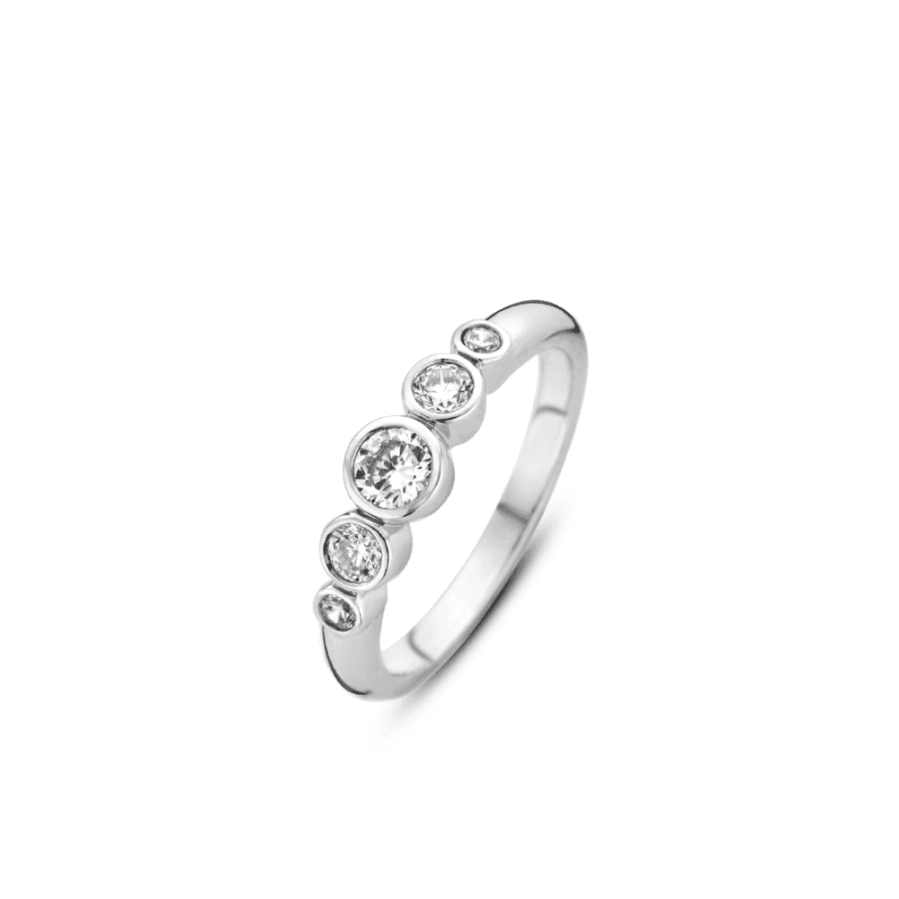 MILANO STERLING SILVER 5 STONE RUBOVER ZIRCONIA RING