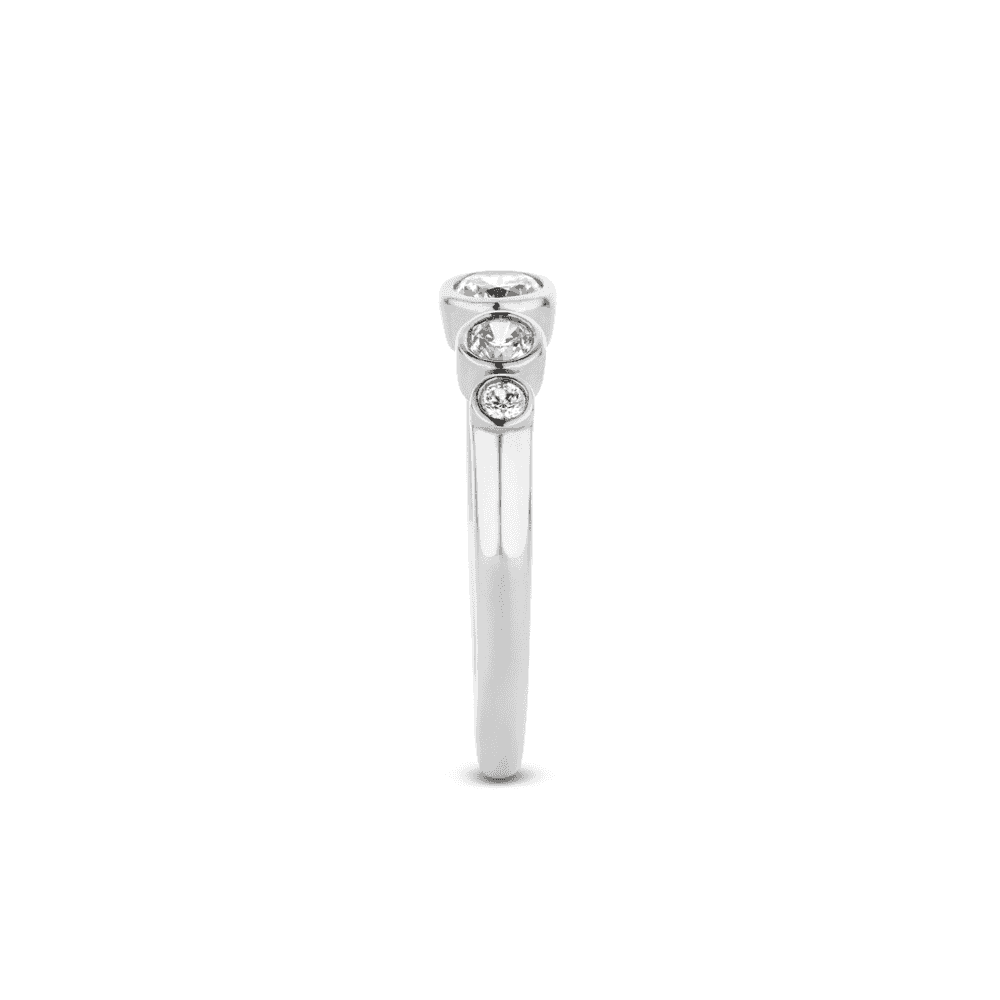 MILANO STERLING SILVER 5 STONE RUBOVER ZIRCONIA RING