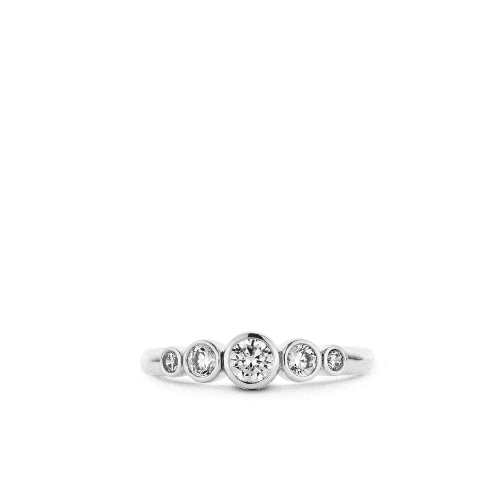 MILANO STERLING SILVER 5 STONE RUBOVER ZIRCONIA RING