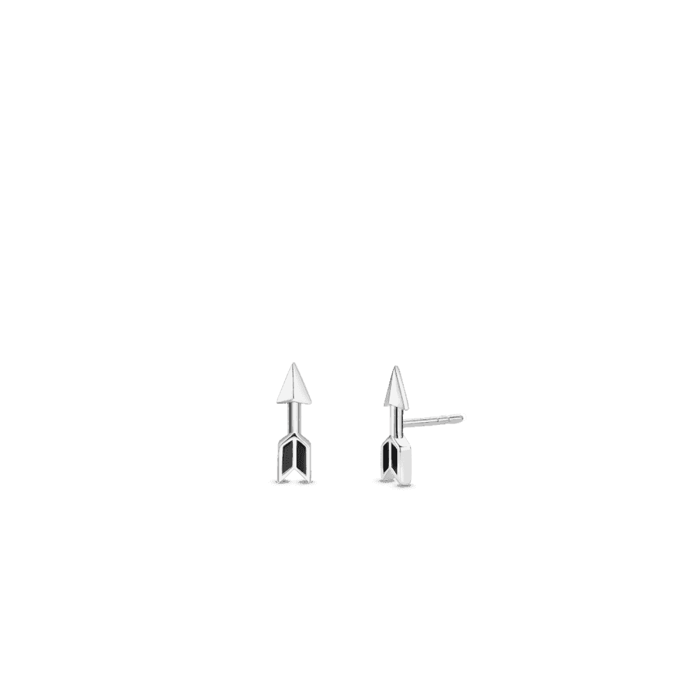 MILANO STERLING SILVER ARROW STUD EARRINGS WITH BLACK ONYX