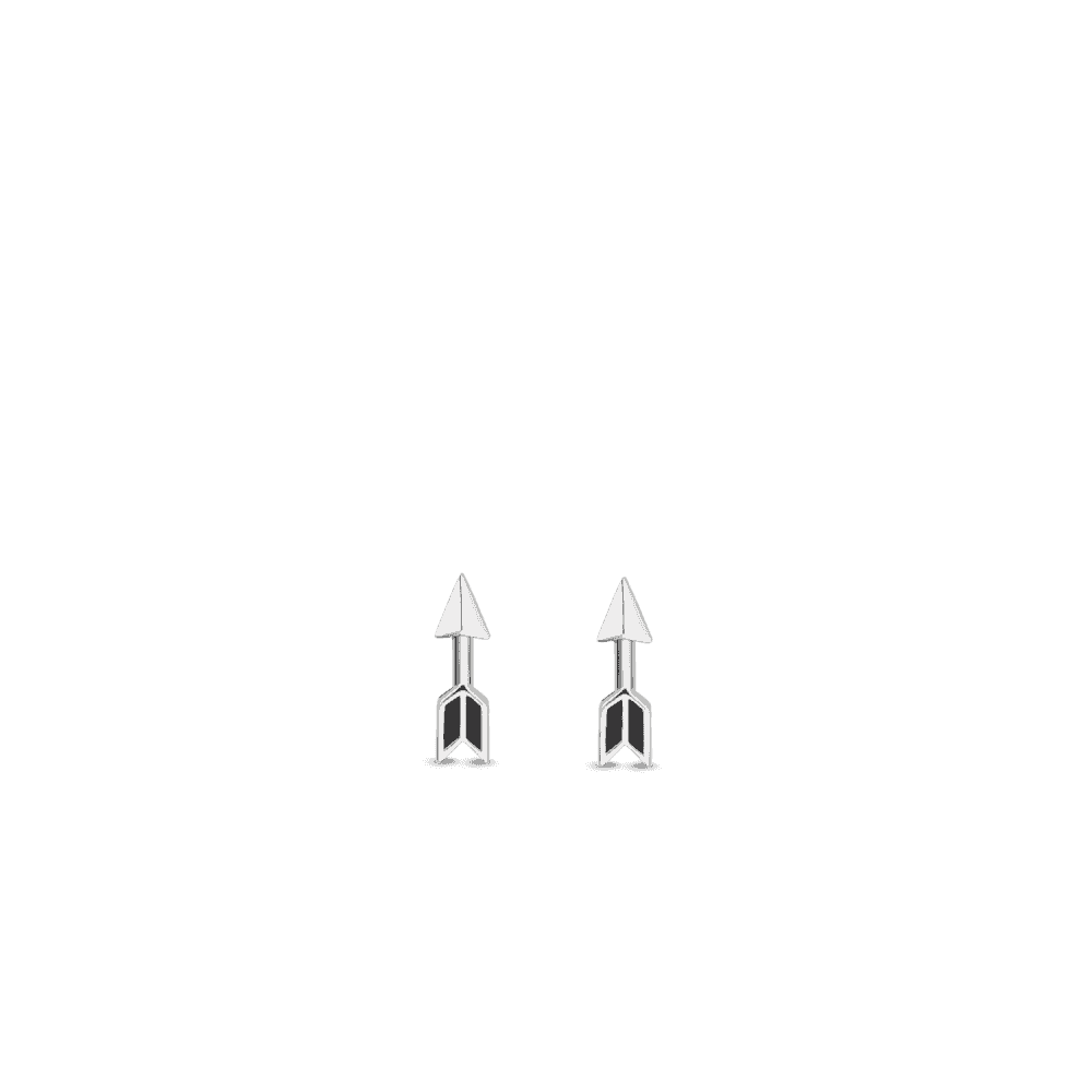 MILANO STERLING SILVER ARROW STUD EARRINGS WITH BLACK ONYX