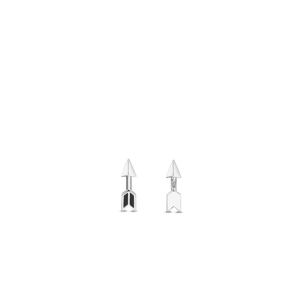 MILANO STERLING SILVER ARROW STUD EARRINGS WITH BLACK ONYX