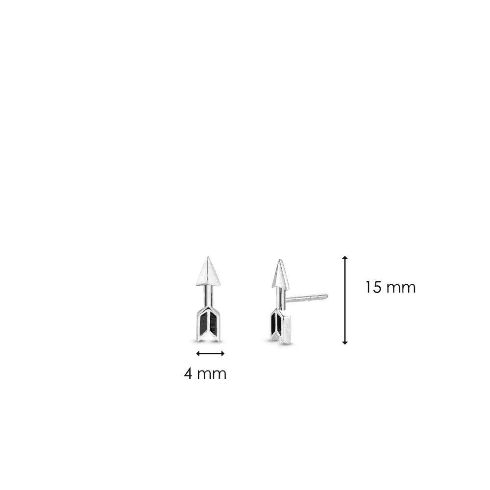 MILANO STERLING SILVER ARROW STUD EARRINGS WITH BLACK ONYX
