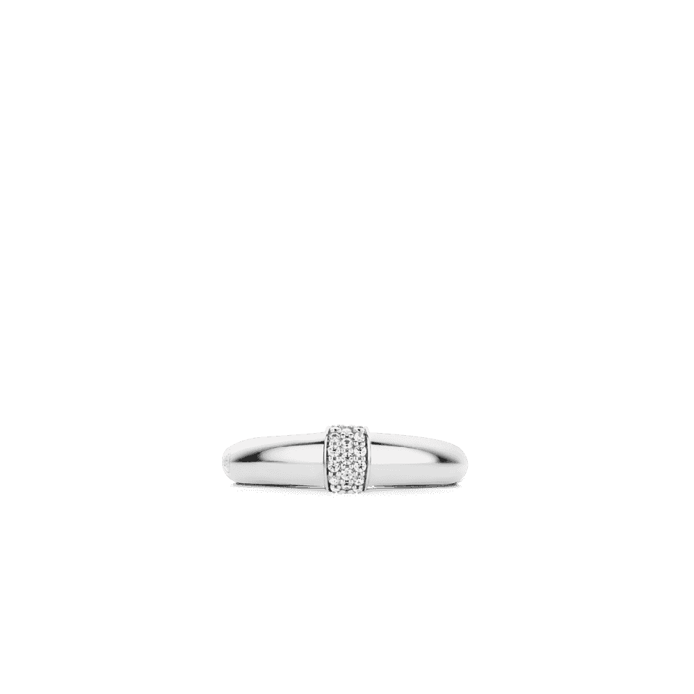 MILANO STERLING SILVER BAND WITH PAVÉ ZIRCONIA DETAIL