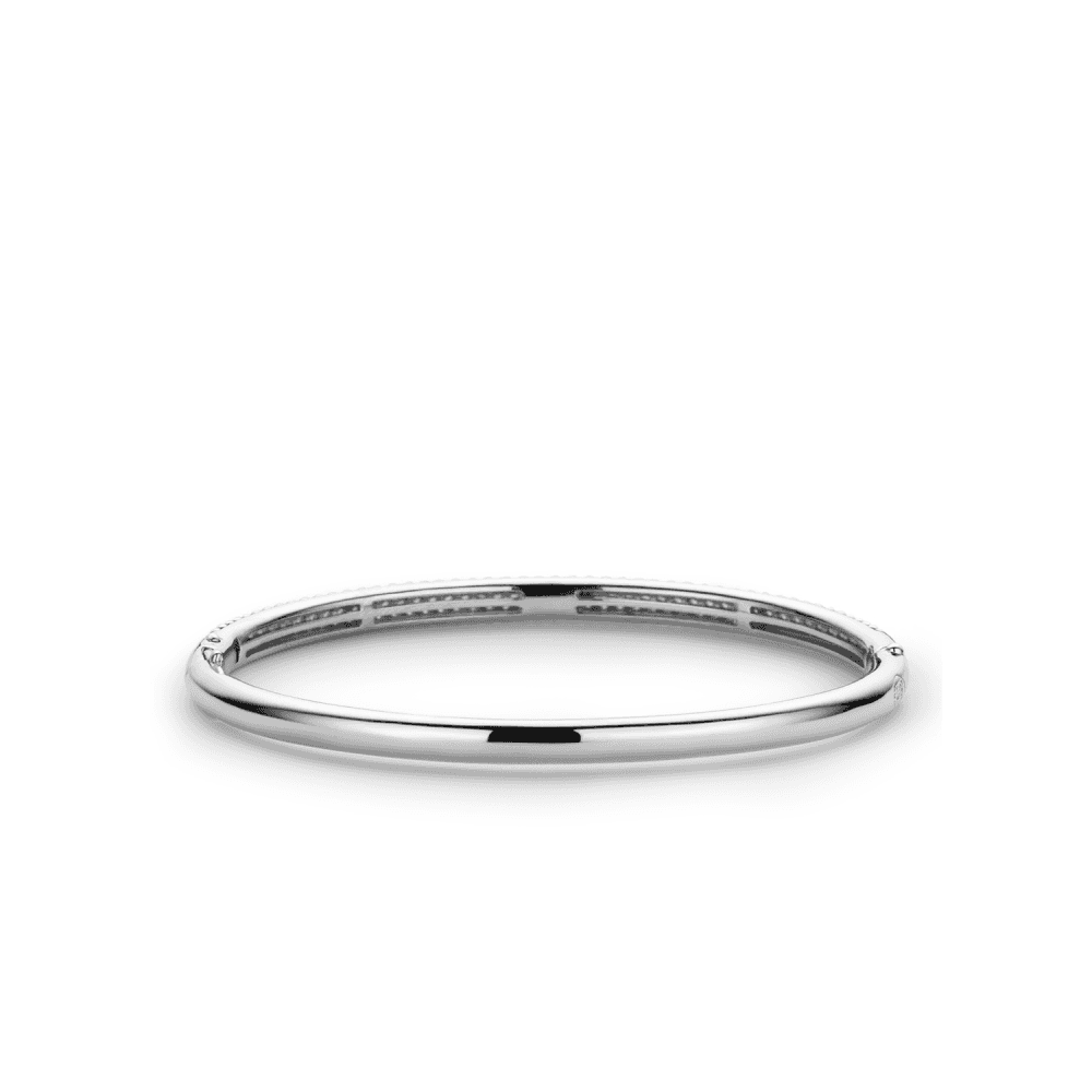MILANO STERLING SILVER BANGLE WITHPAVE ZIRCONIA ACROSS TOP OF BANGLE