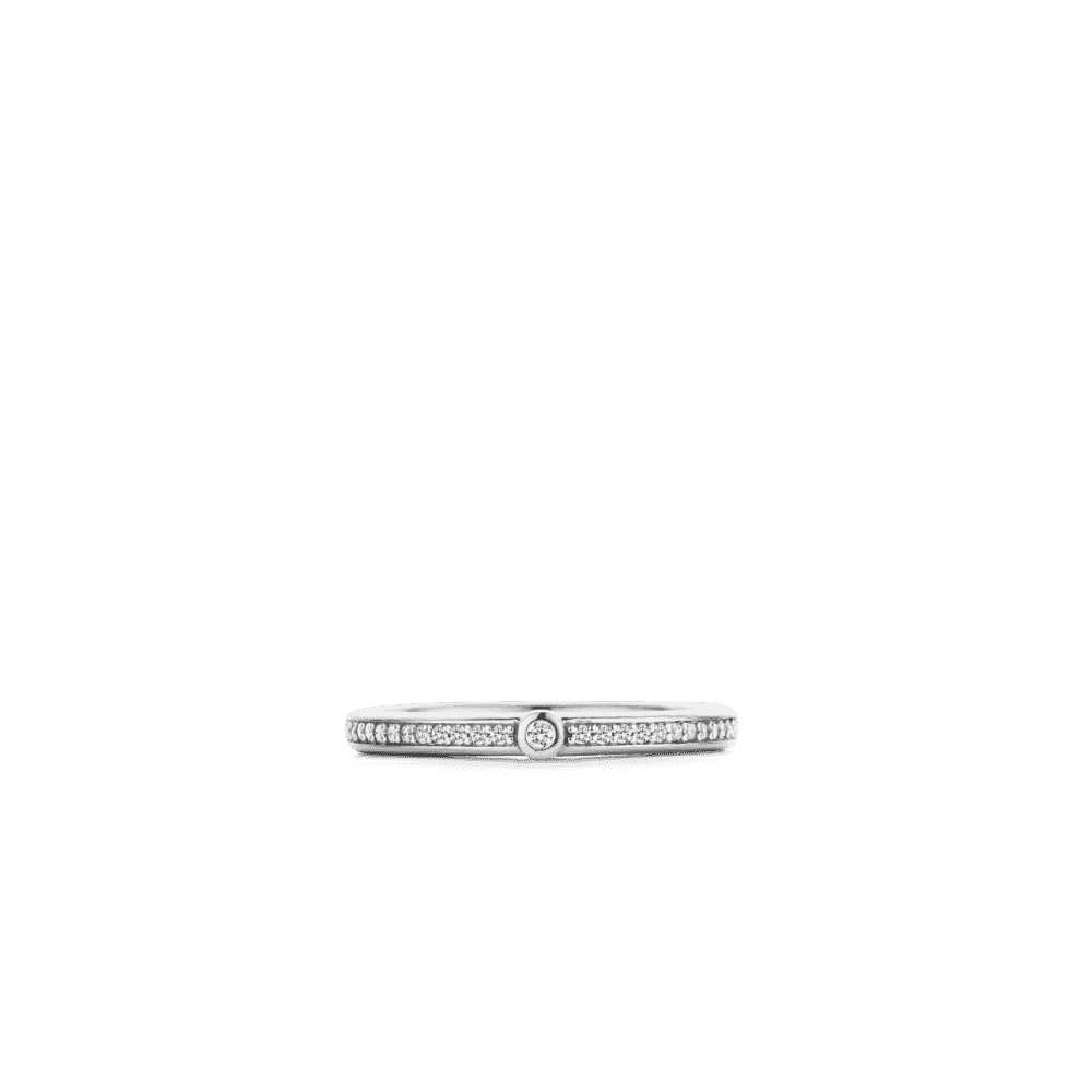 MILANO STERLING SILVER CHANNEL SET RING WITH CENTRE STONE