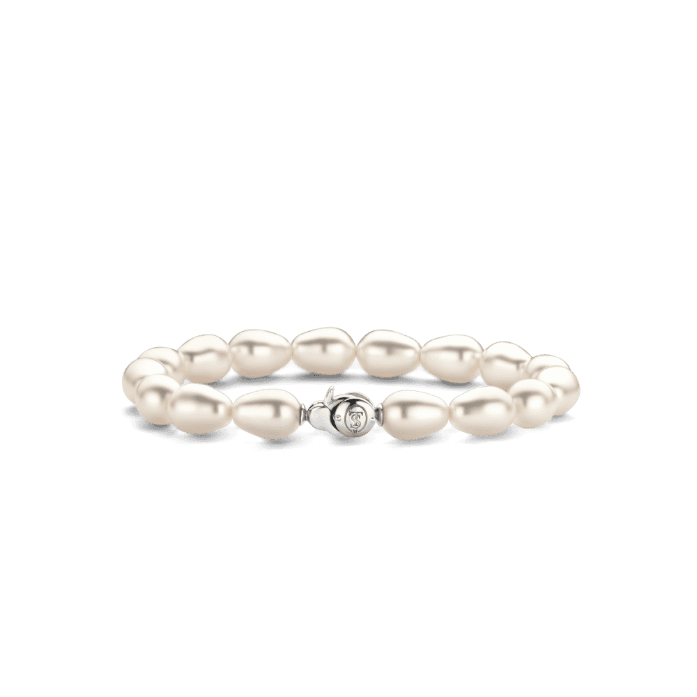 MILANO STERLING SILVER COFFEE BEAN SHAPED PEARL BRACELET