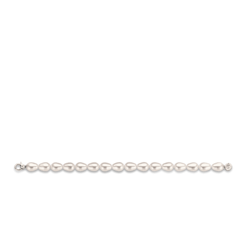 MILANO STERLING SILVER COFFEE BEAN SHAPED PEARL BRACELET