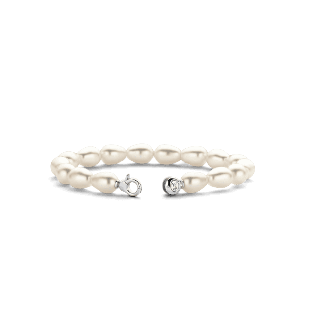 MILANO STERLING SILVER COFFEE BEAN SHAPED PEARL BRACELET