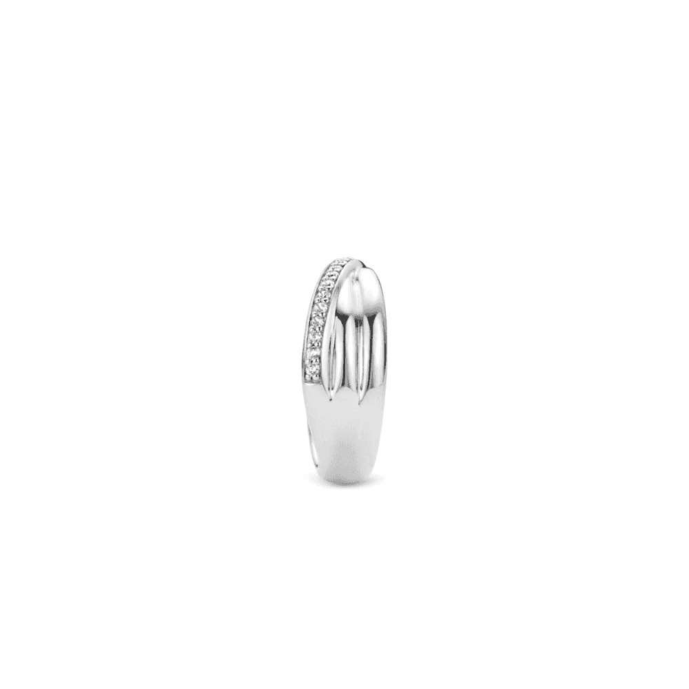 MILANO STERLING SILVER CROSSOVER CUBIC ZIRCONIA RING