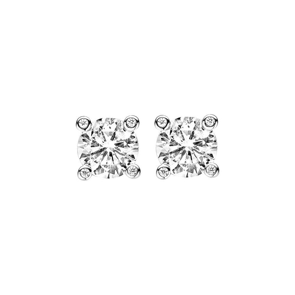 MILANO STERLING SILVER CUBIC ZIRCONIA STUDS WITH CZ CORNERS