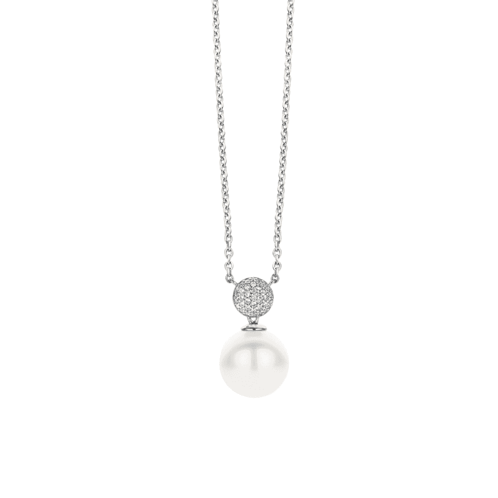 MILANO STERLING SILVER FRESHWATER PEARL & PAVE CUBIC ZIRCONIA PENDANT