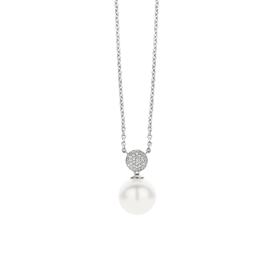 MILANO STERLING SILVER FRESHWATER PEARL & PAVE CUBIC ZIRCONIA PENDANT